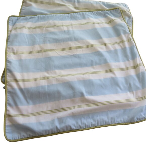 Martha Stewart Euro Pillow Shams 26"x26" Blue/White/Green Beach Porch Stripes - Picture 4 of 8
